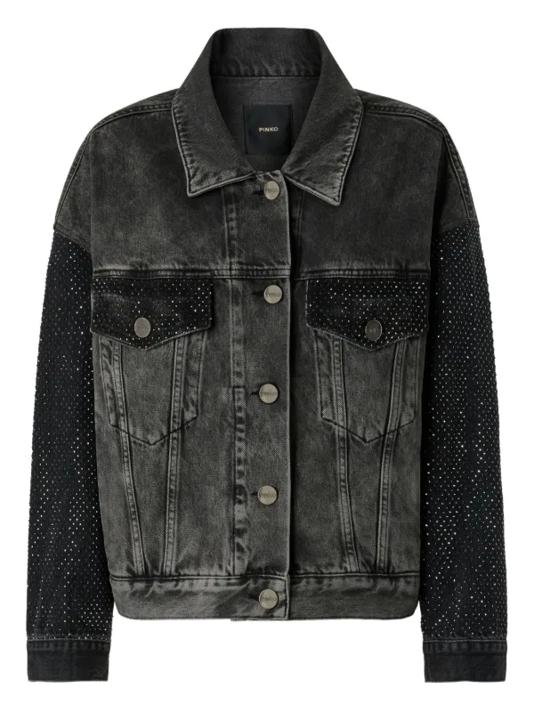 PINKO ストーンウォッシュ デニムジャケット | ブラック | FARFETCH JP