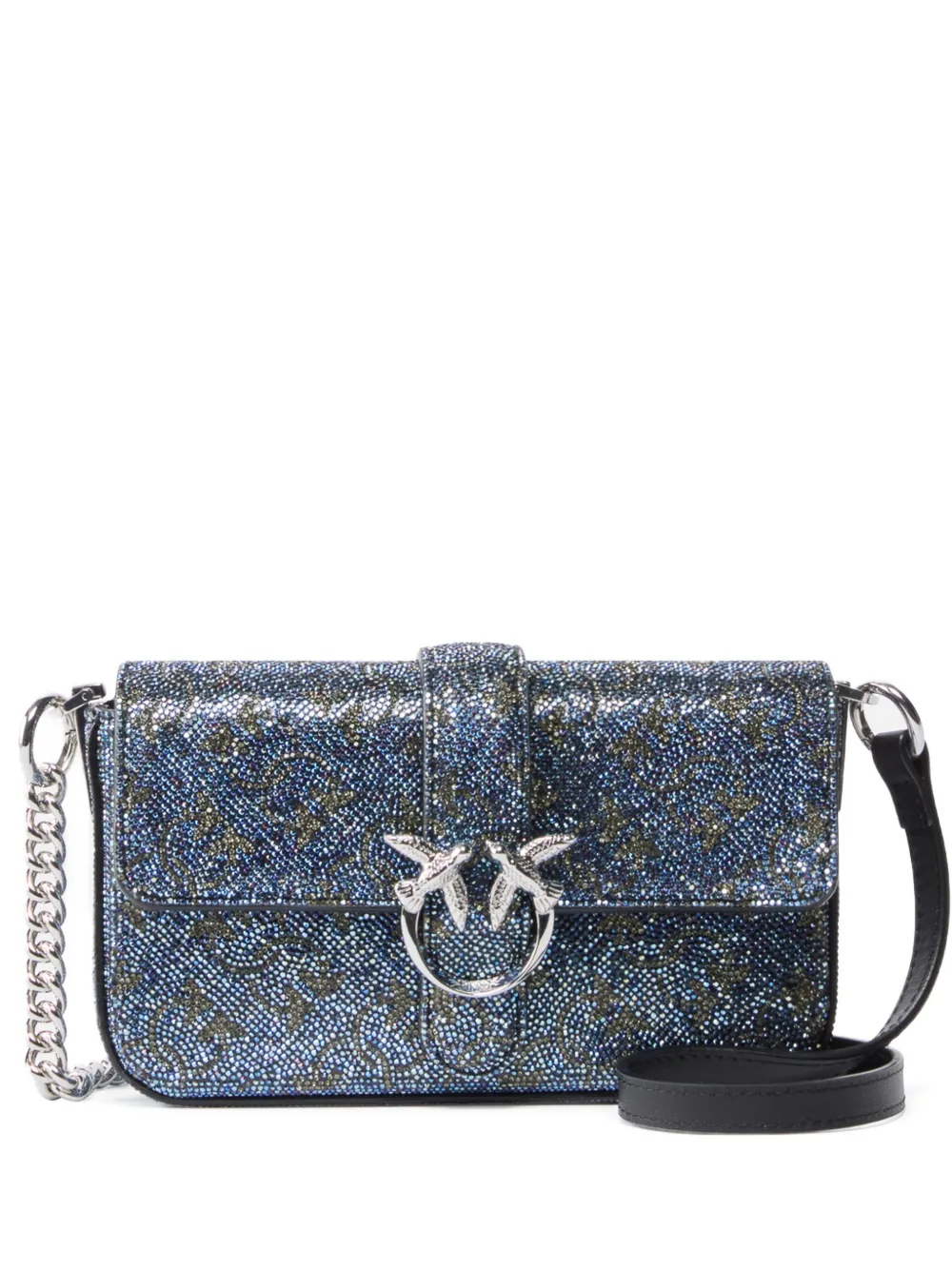 PINKO Love kleine crossbodytas met glitter Blauw