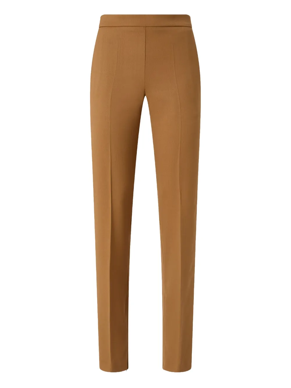 Pinko High-waisted Textured Wool Trousers In Brown