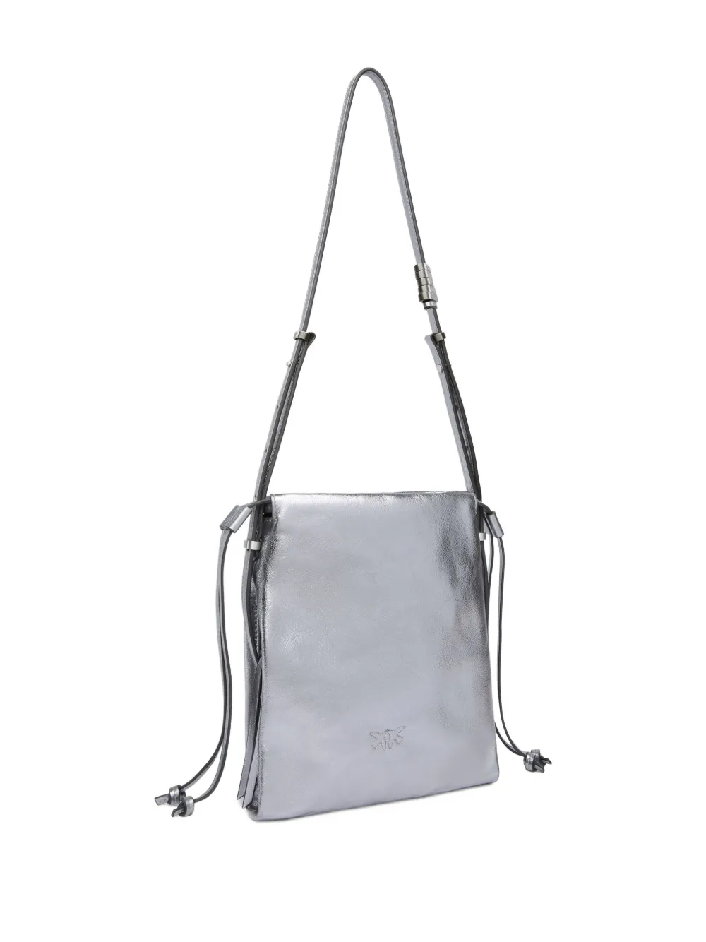 PINKO Metallic leren schoudertas met trekkoord - Grijs