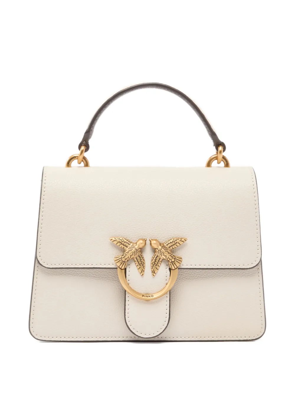 Pinko Mini Love Leather Tote Bag In White