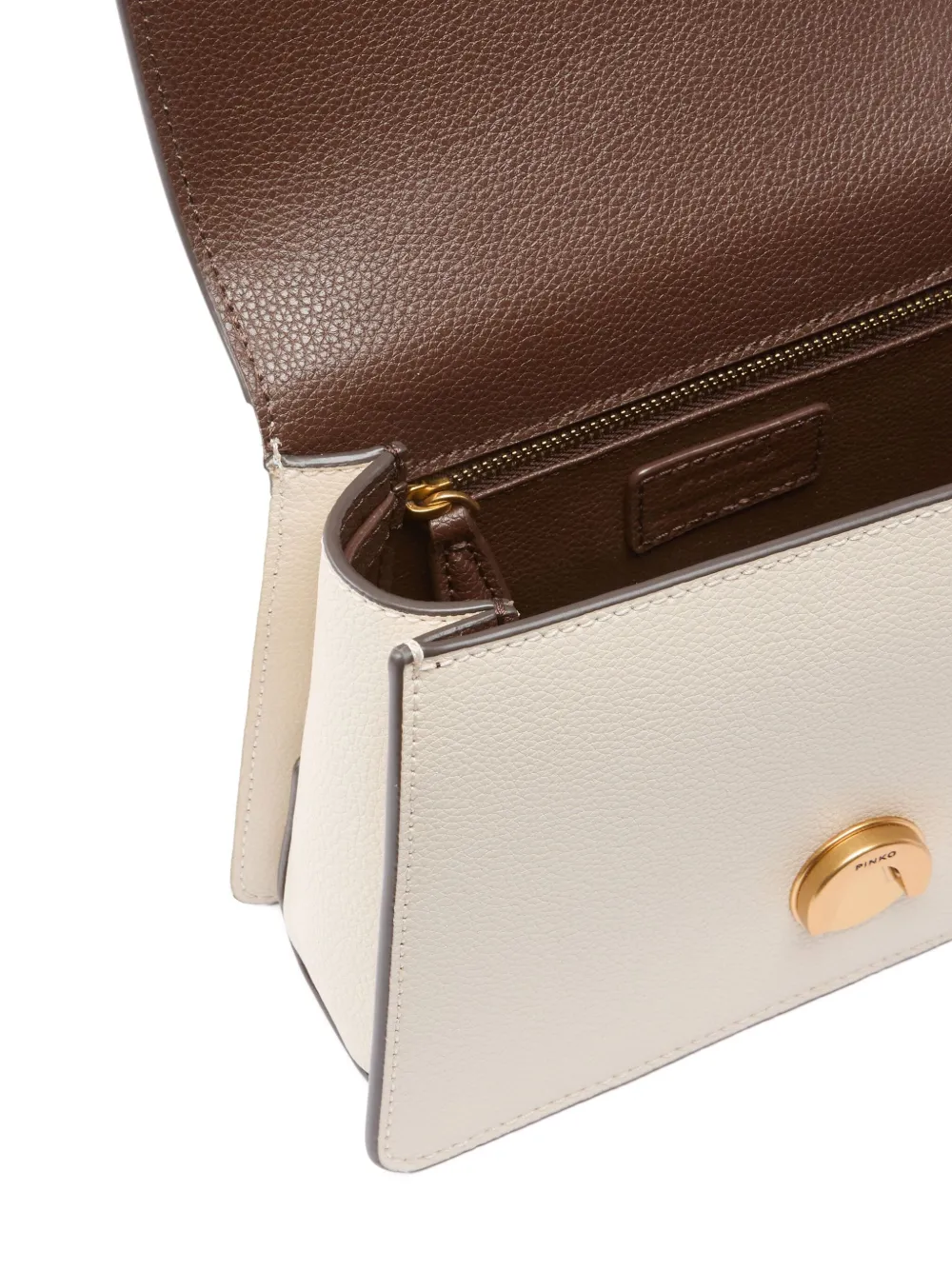 Pinko Mini Love Bag Top Handle Light Handbag In Full-grain Leather In White