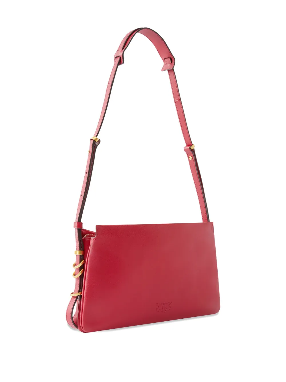 PINKO Love Birds leren crossbodytas met plakkaat Rood