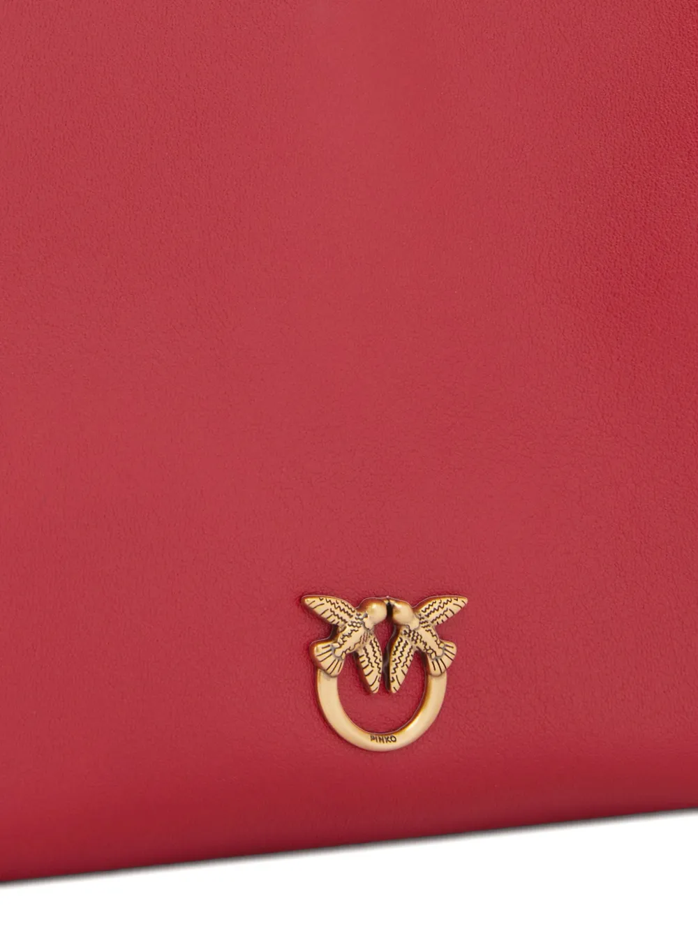 PINKO Love Birds leren crossbodytas met plakkaat Rood