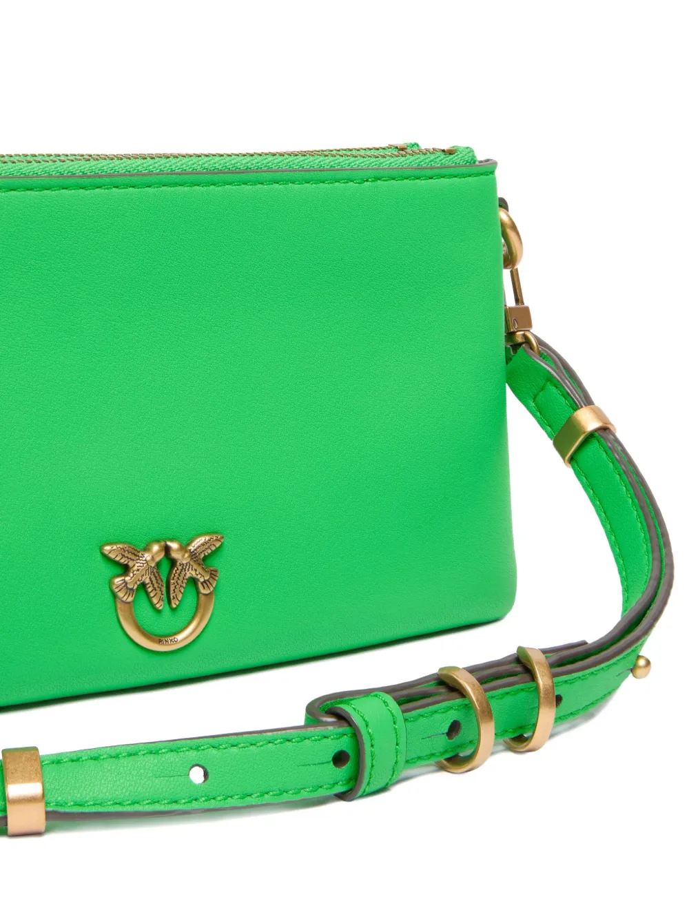 PINKO Love Birds zip-top cross body bag Groen