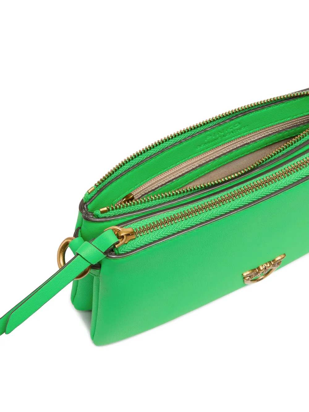 PINKO Love Birds zip-top cross body bag Groen