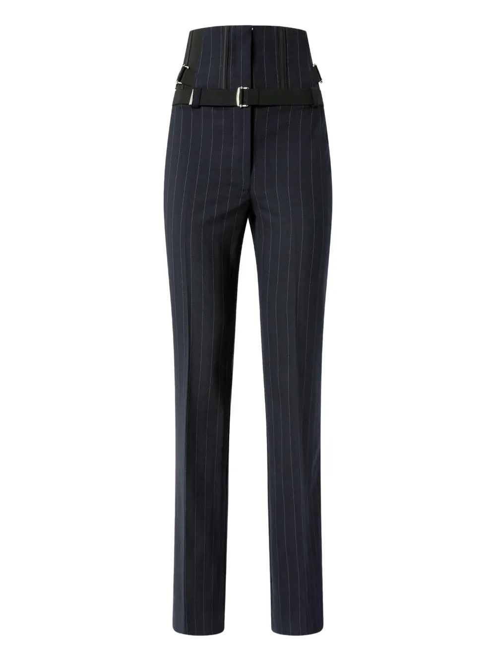 Pinko Pinstripe Poly Wool Bustier Trousers In Black