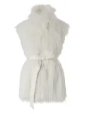 PINKO faux-fur belted vest - White