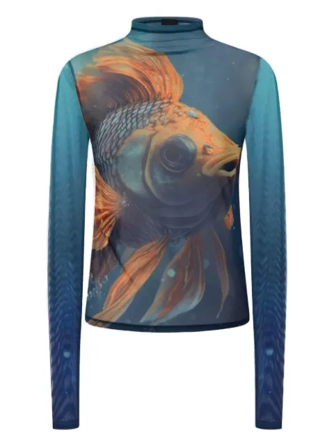 PINKO fish-print mesh top