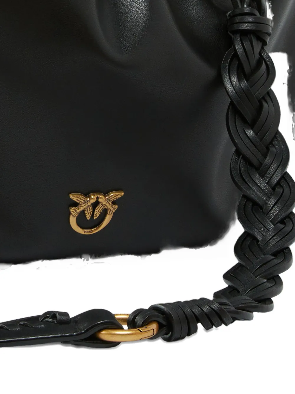Pinko Maxi Drawstring Logo Clutch Bag In Black