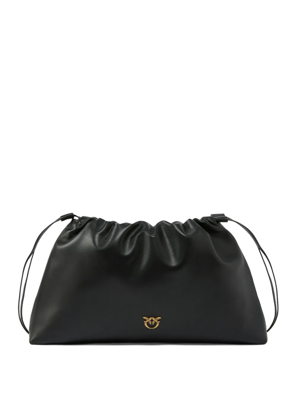 Pinko Maxi Drawstring Logo Clutch Bag In Black