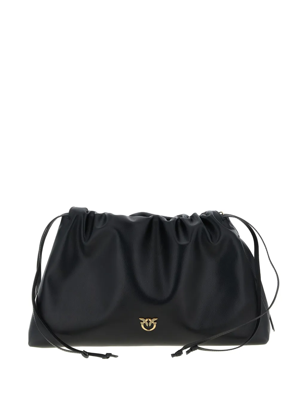 PINKO maxi drawstring logo clutch bag - Nero