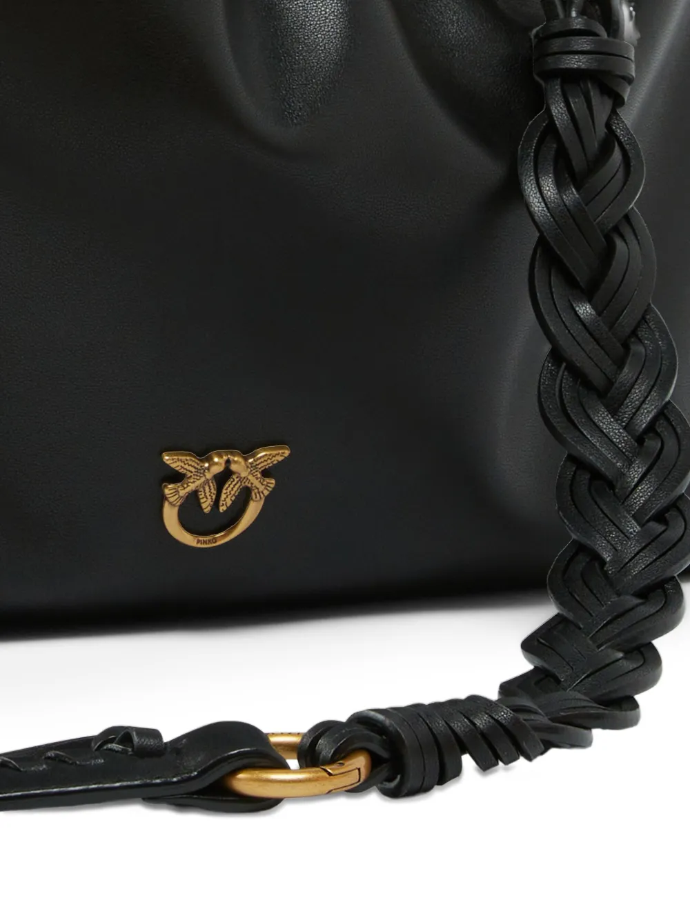 PINKO Maxi clutch met trekkoord en logo Zwart