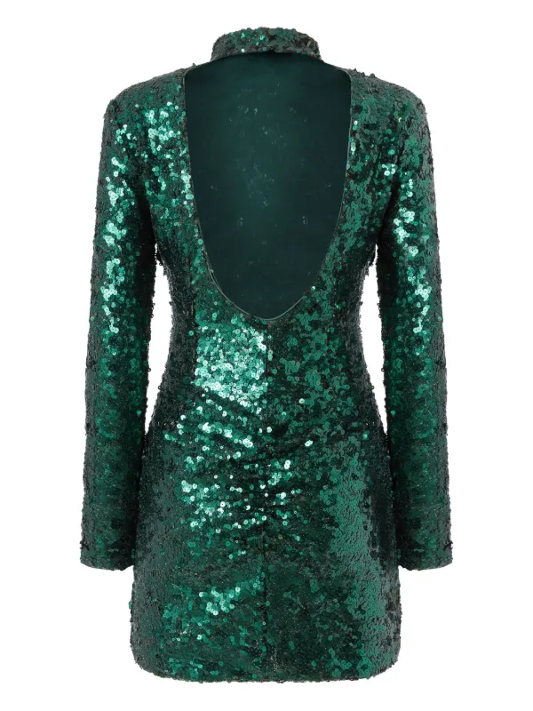 slim fit dress slacks Ophelia | White and Green Embellished Sequin Floral and Mesh Mini Dress with Short Sleeves main image 1