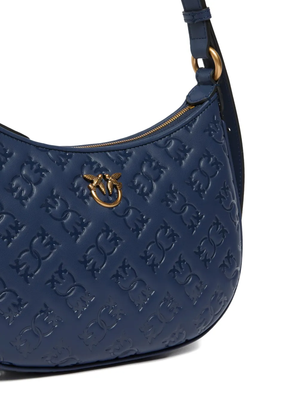 PINKO Half Moon schoudertas met logo-reliëf Blauw