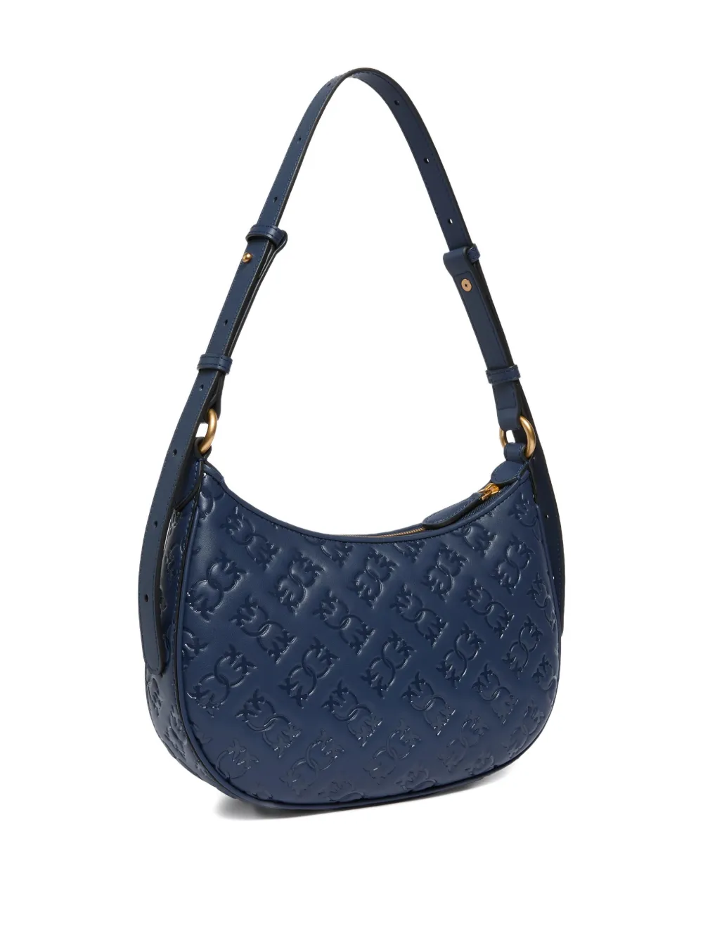 PINKO Half Moon schoudertas met logo-reliëf - Blauw