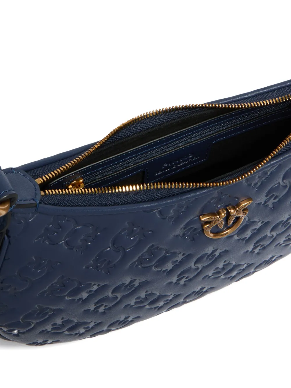 PINKO Half Moon schoudertas met logo-reliëf Blauw