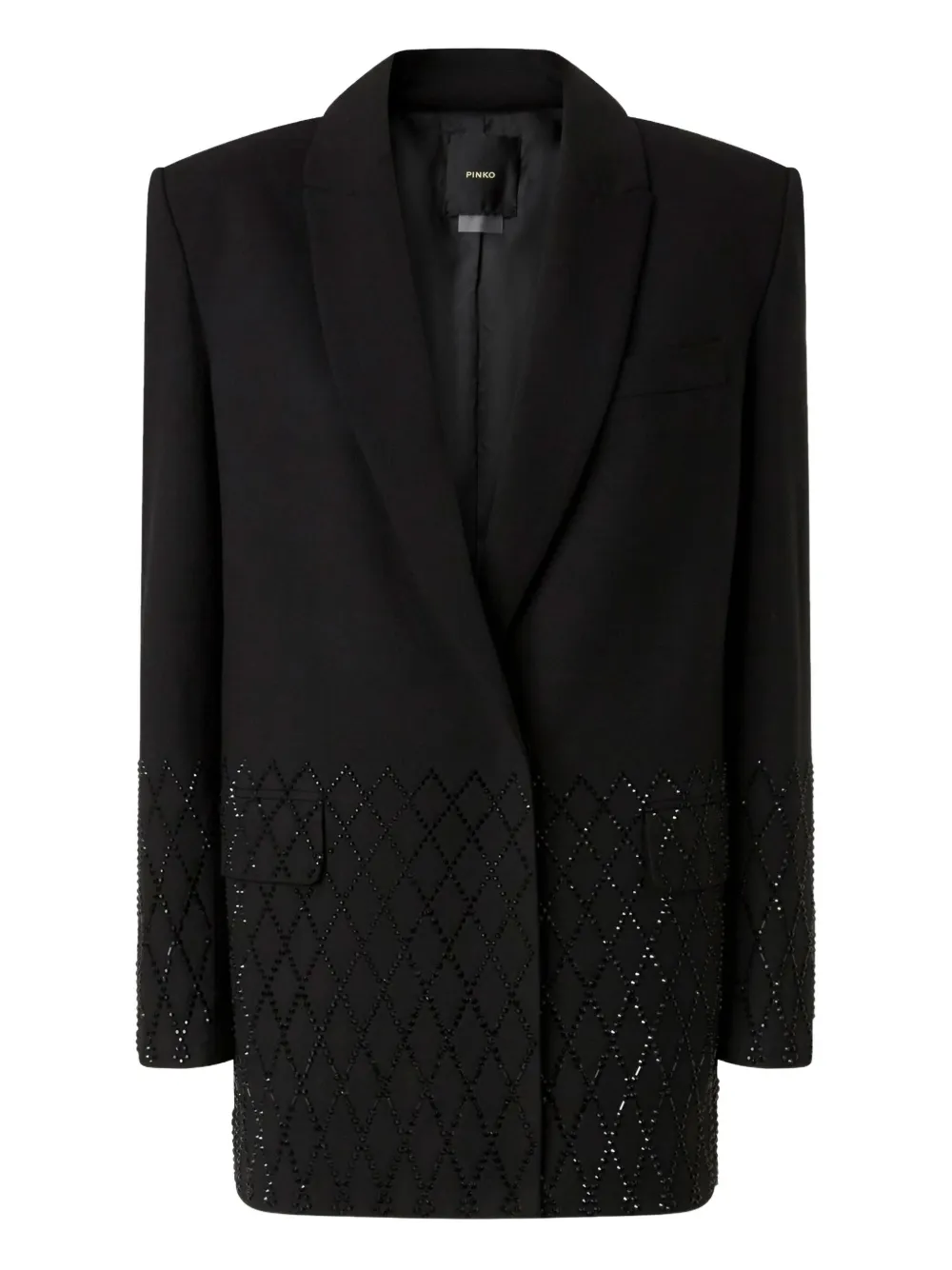 Pinko Oversized Blazer With Rhinestones In Black