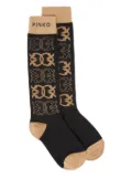 PINKO logo-patterned knee-high socks - Black