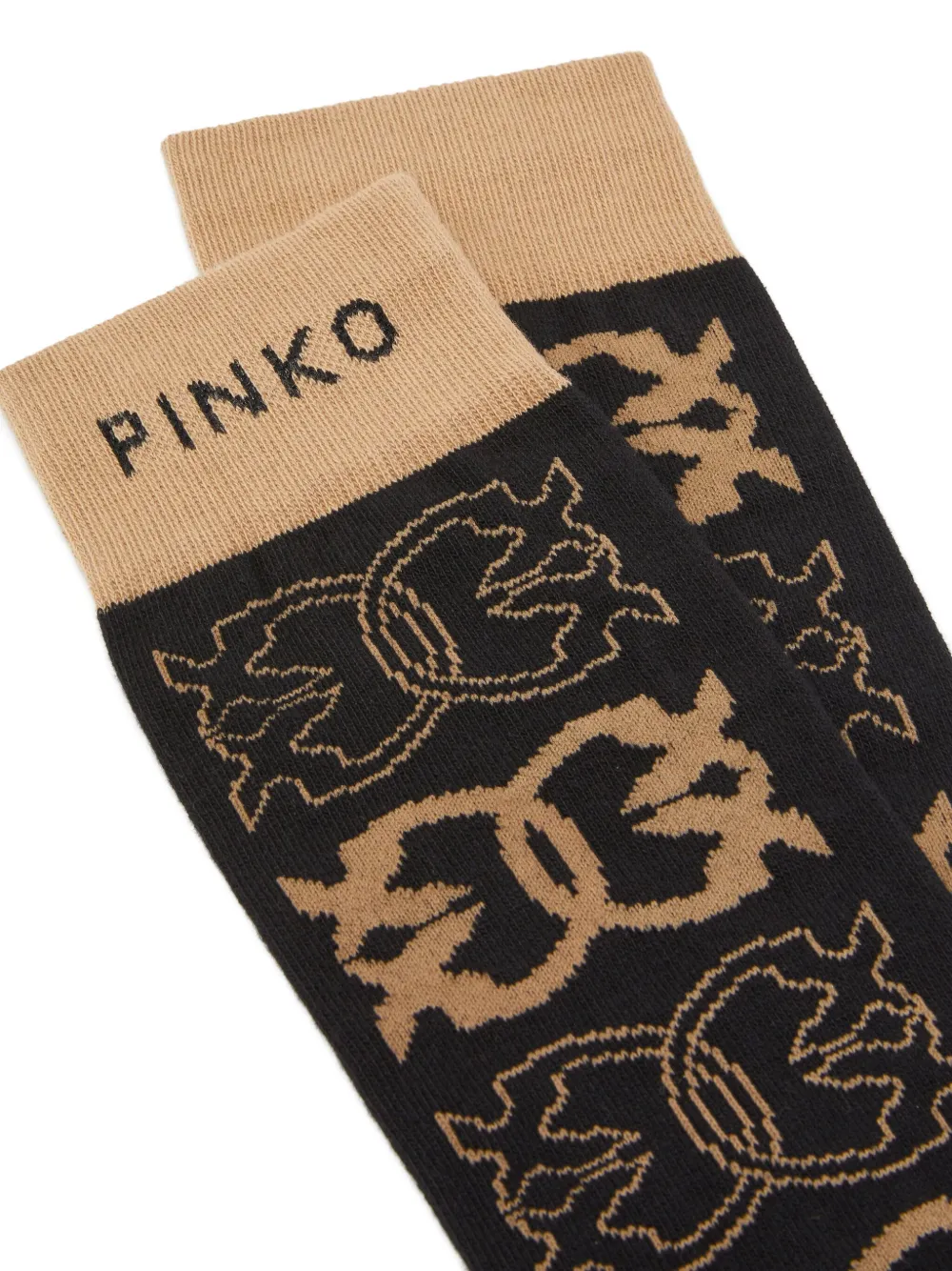 PINKO Kniehoge sokken met logopatroon Zwart