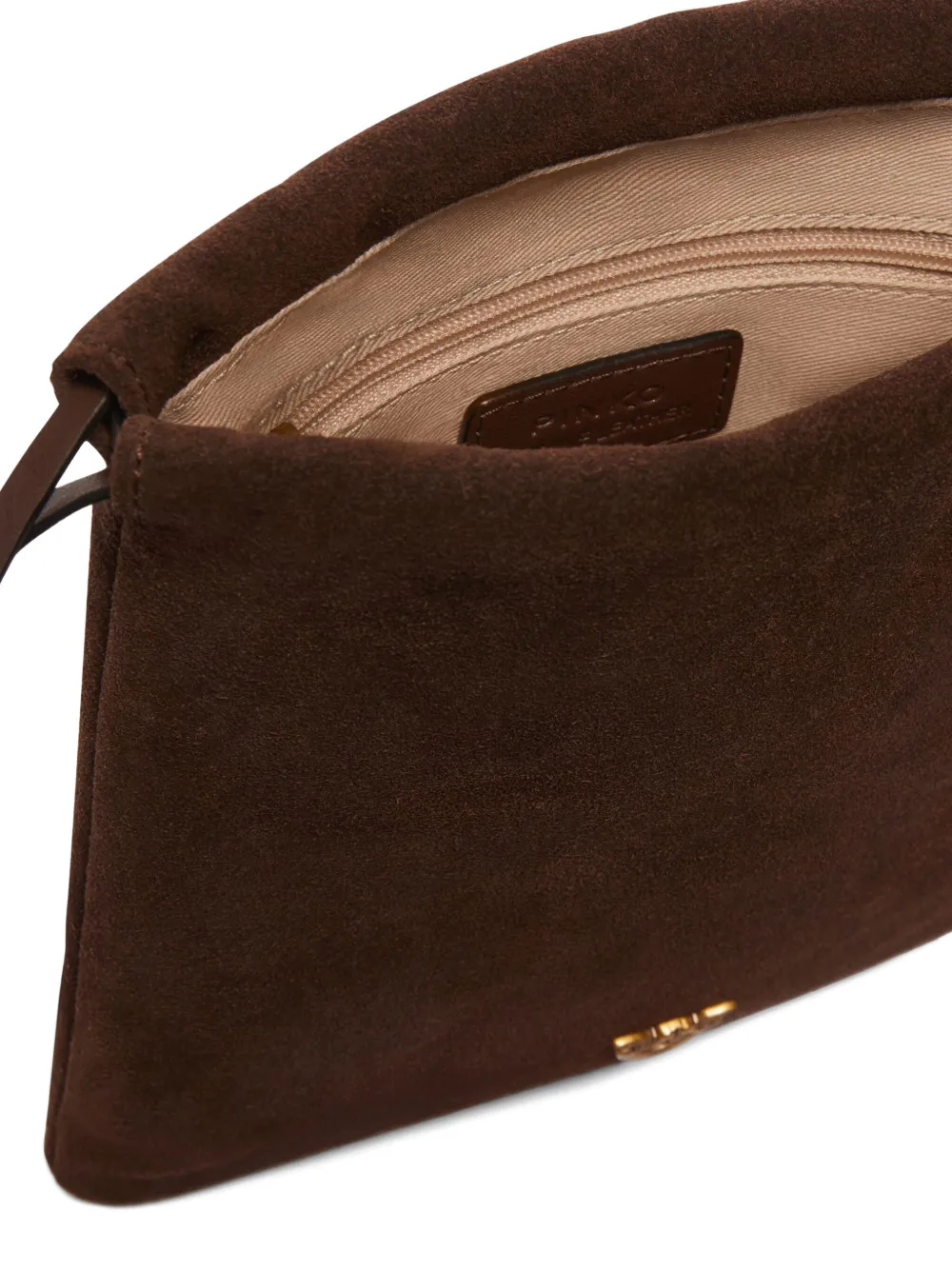 Pinko Drawstring Suede Tote Bag In Brown