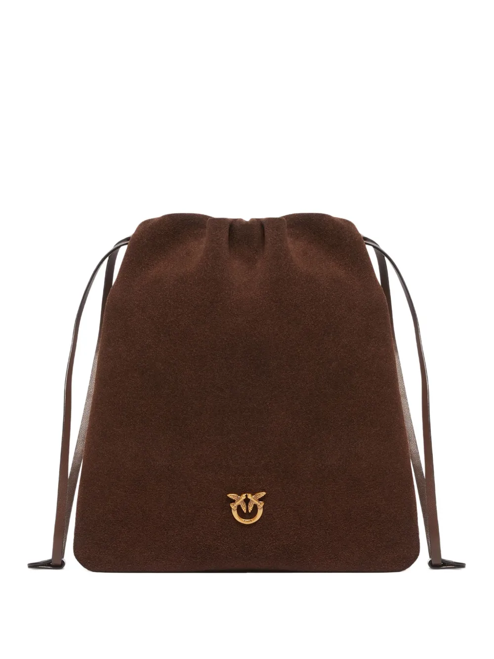 Pinko Drawstring Suede Tote Bag In Brown