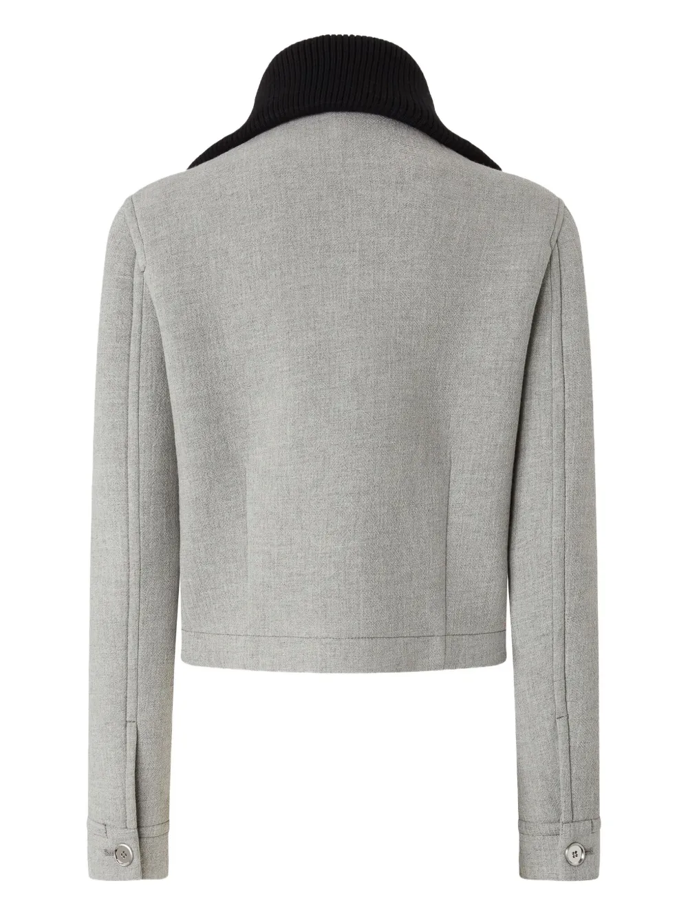 Pinko Slim-fit Jacket With Knit Collar In Gray