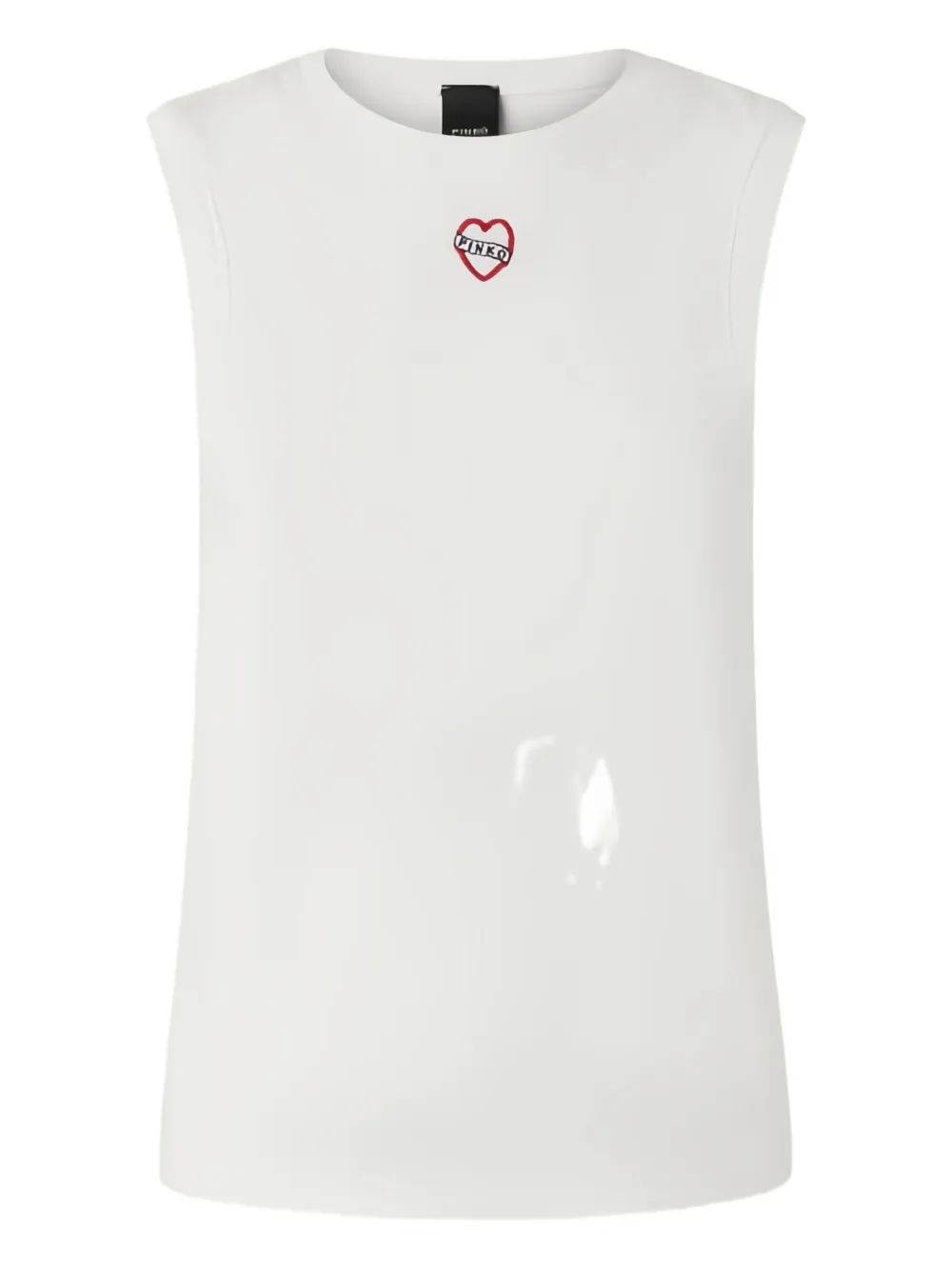 Pinko Sleeveless T-shirt With Heart Embroidery In White