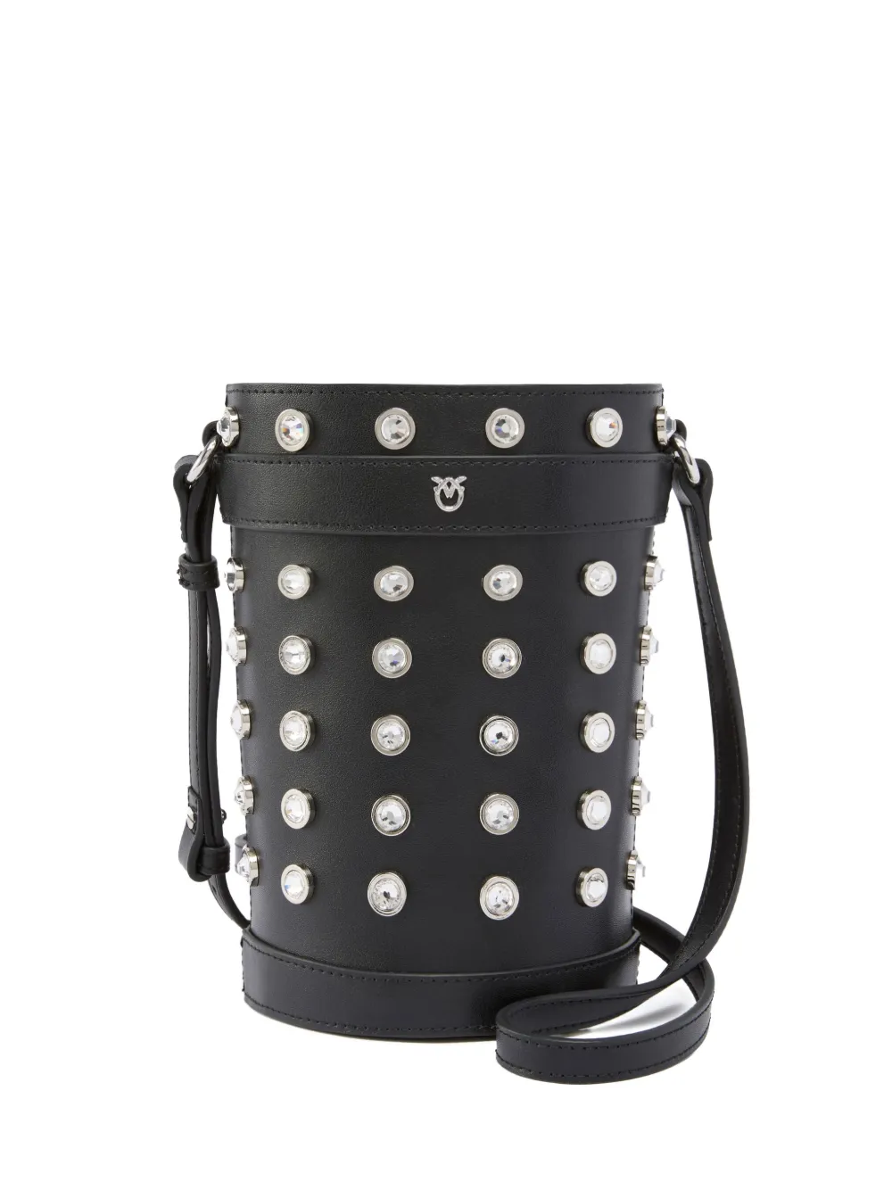 PINKO crystal-embellished leather bucket bag | Black | Image 1