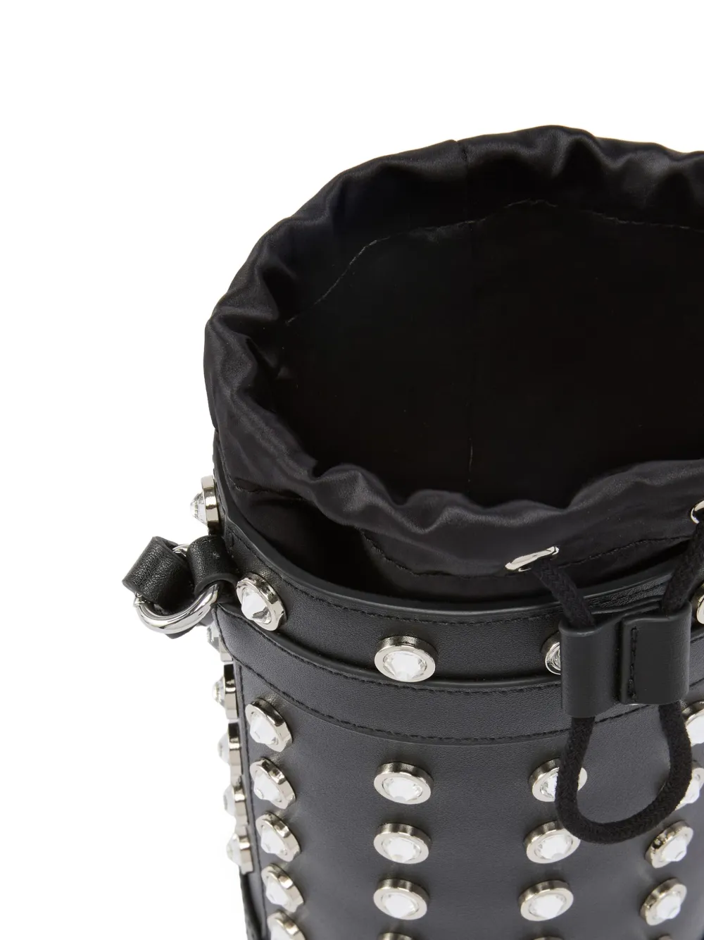 Pinko Crystal-embellished Leather Bucket Bag In Black