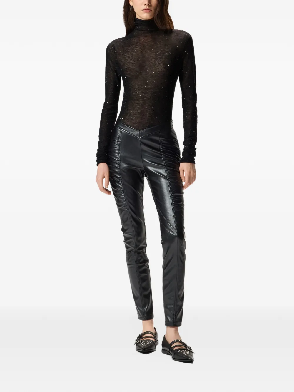 PINKO Gesmockte broek met V-taille Zwart