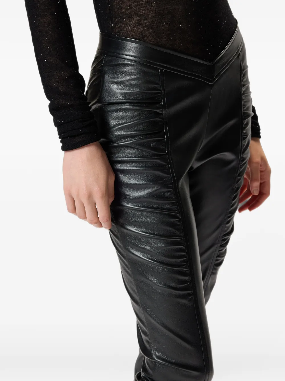 PINKO Gesmockte broek met V-taille Zwart