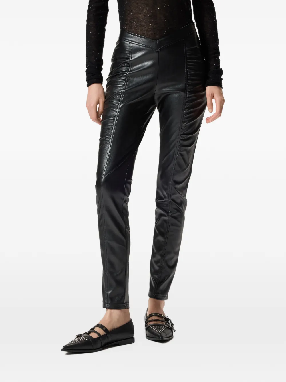 PINKO Gesmockte broek met V-taille Zwart