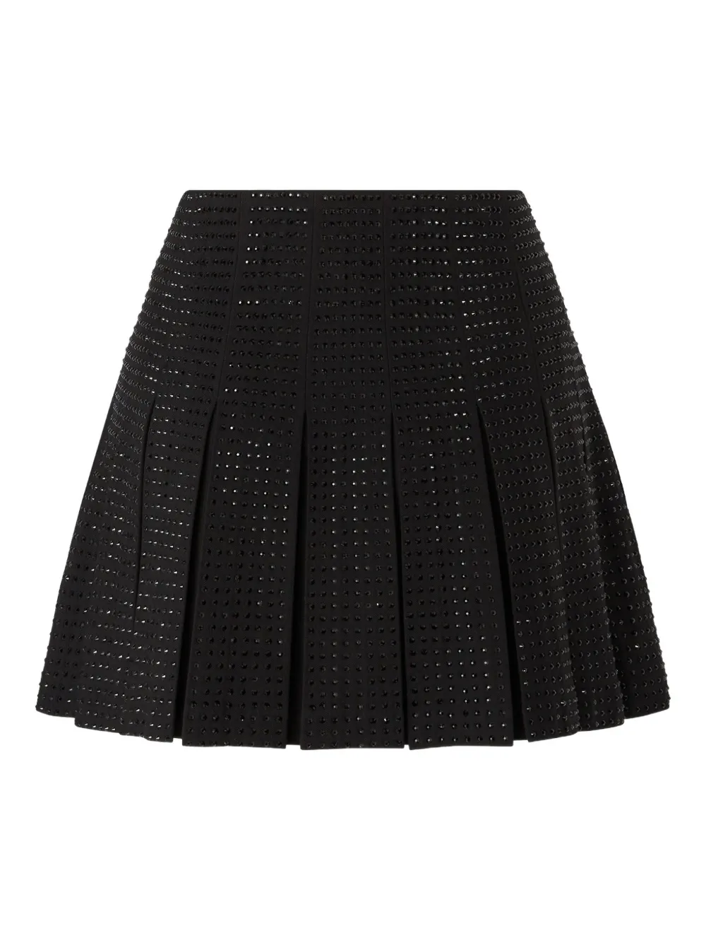 Pinko Flared Pleated Mini Skirt With Perforated Texture In Black