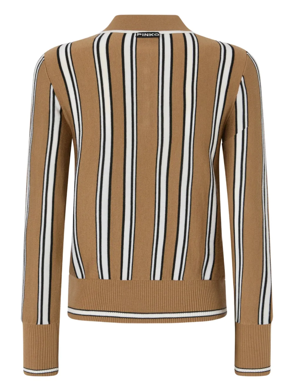 Pinko Multi-coloured Striped Polo-style Sweater In Brown