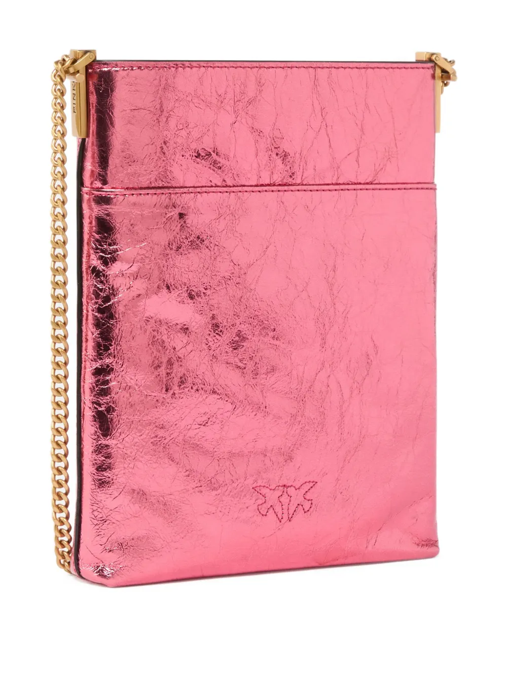 PINKO metallic-finish mini clutch bag - Roze