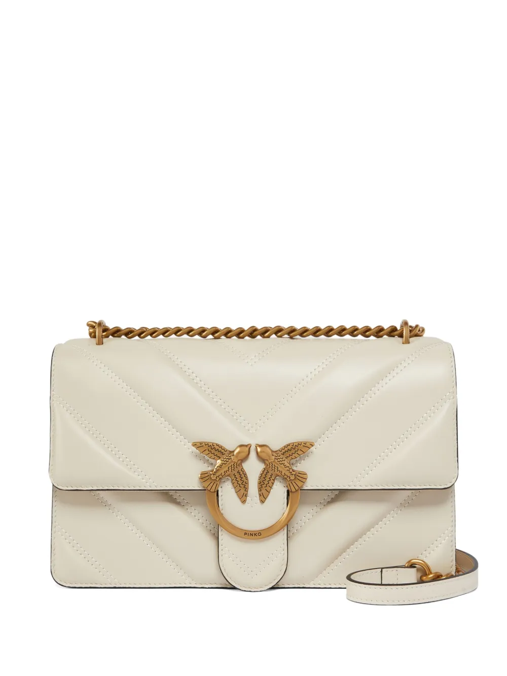 PINKO Gewatteerde crossbodytas verfraaid met vogel Wit