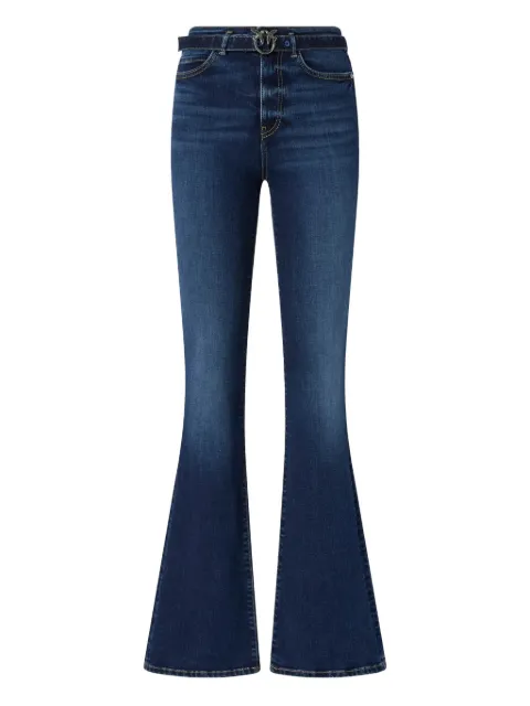 PINKO embroidered-belt flare jeans