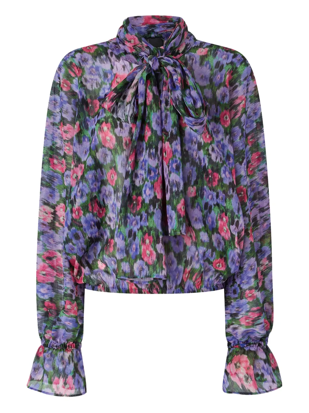 PINKO floral-print tie-neck blouse Paars