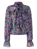 PINKO floral-print tie-neck blouse - Purple