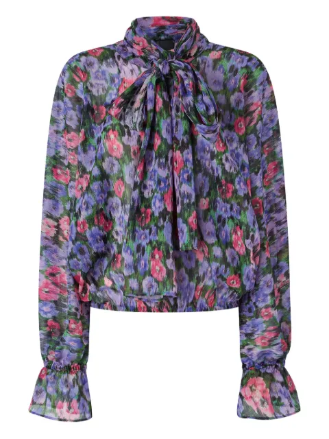 PINKO floral-print tie-neck blouse