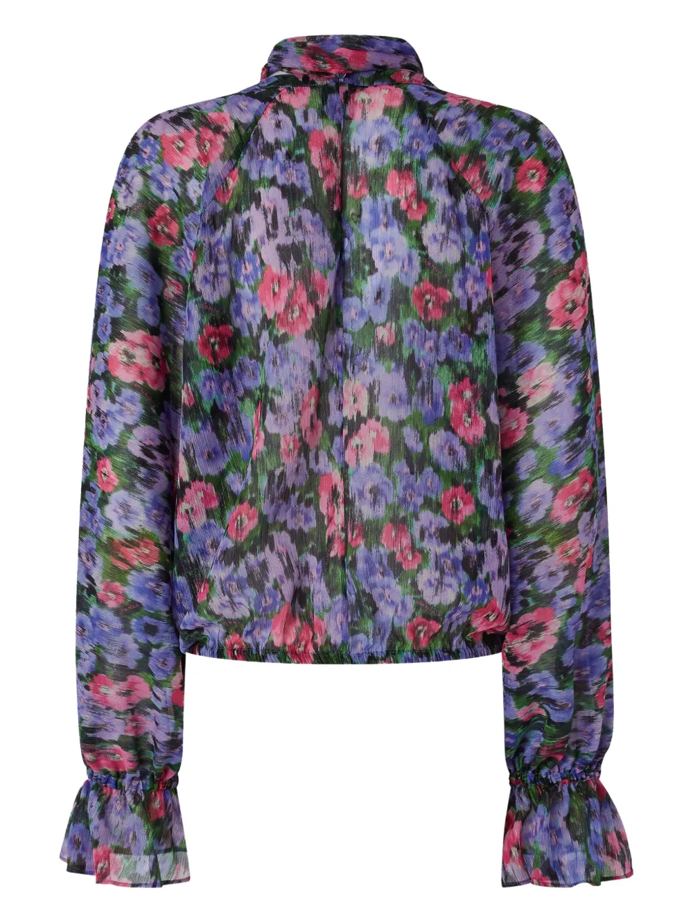 PINKO floral-print tie-neck blouse Paars