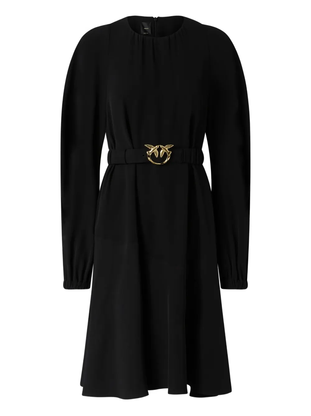 Pinko Love Birds Belted Midi Dress In Black