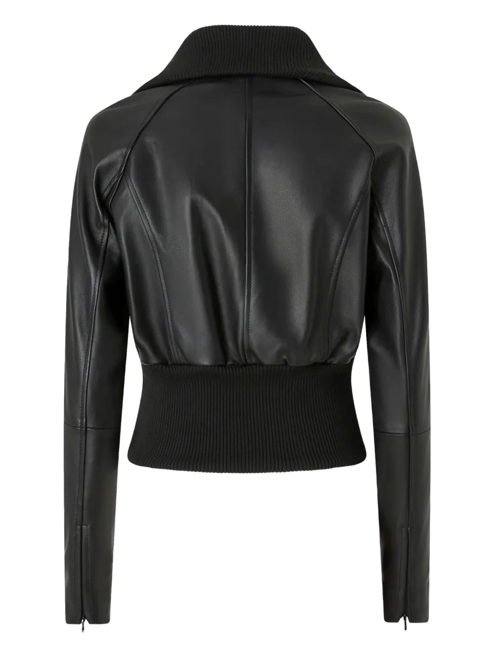 Pinko Short Nappa Leather And Knit Jacket In Black