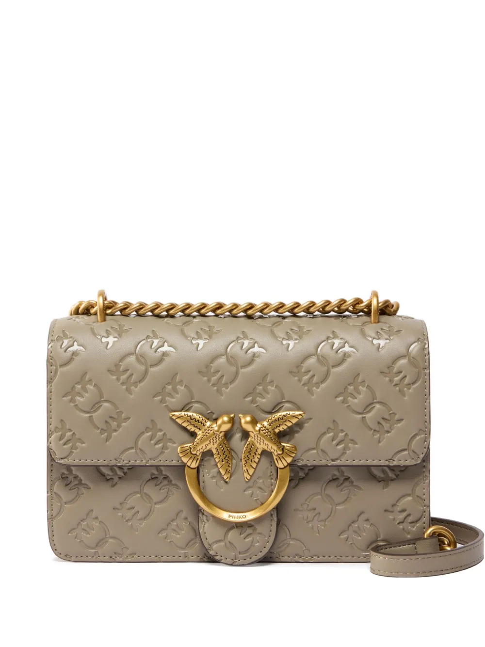 PINKO mini Love Bag embossed cross body bag - ブラウン PINKO mini Love Bag embossed cross body bag - ブラウン