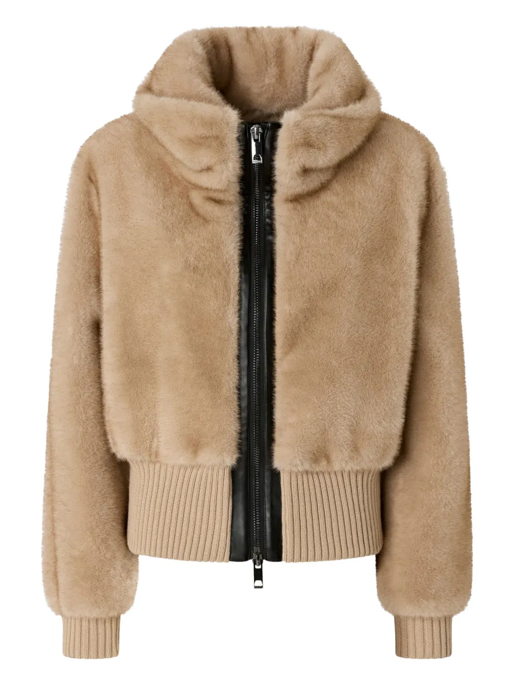 PINKO faux-fur ribbed-hem jacket | Brown | Image 1