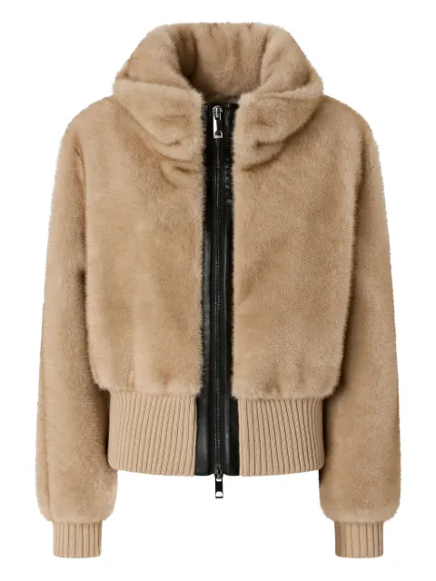 PINKO faux-fur ribbed-hem jacket