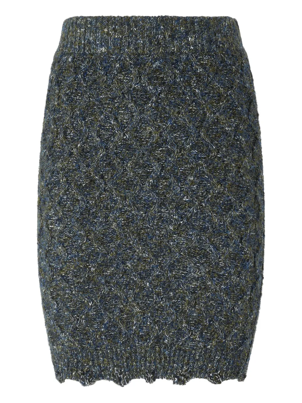 Pinko Cable-knit Embellished Skirt In Gray