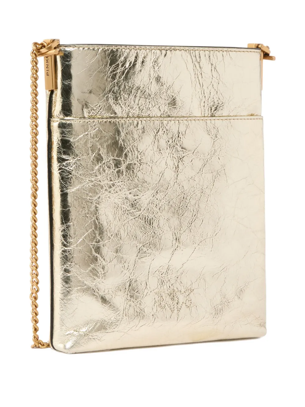 PINKO metallic-finish mini clutch bag - Geel