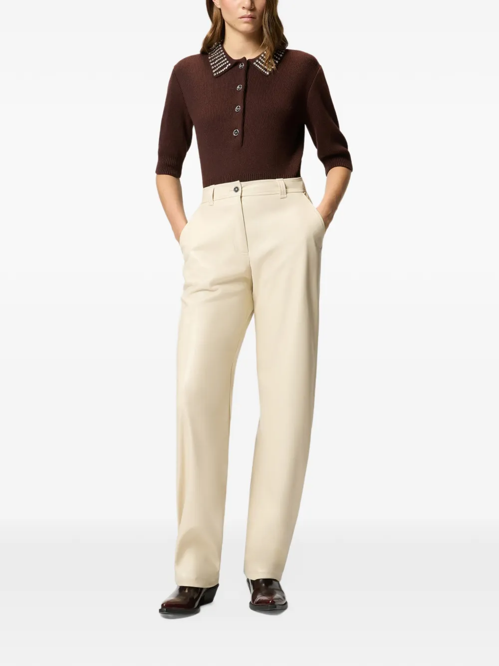 PINKO Broek met riemlussen Beige